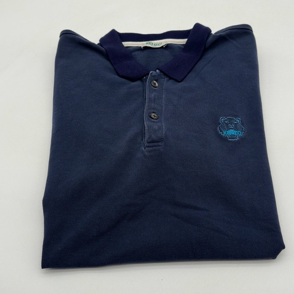 Kenzo Paris Tiger Logo Polo Short Sleeve Size L Men’s Blue - Picture 1 of 13
